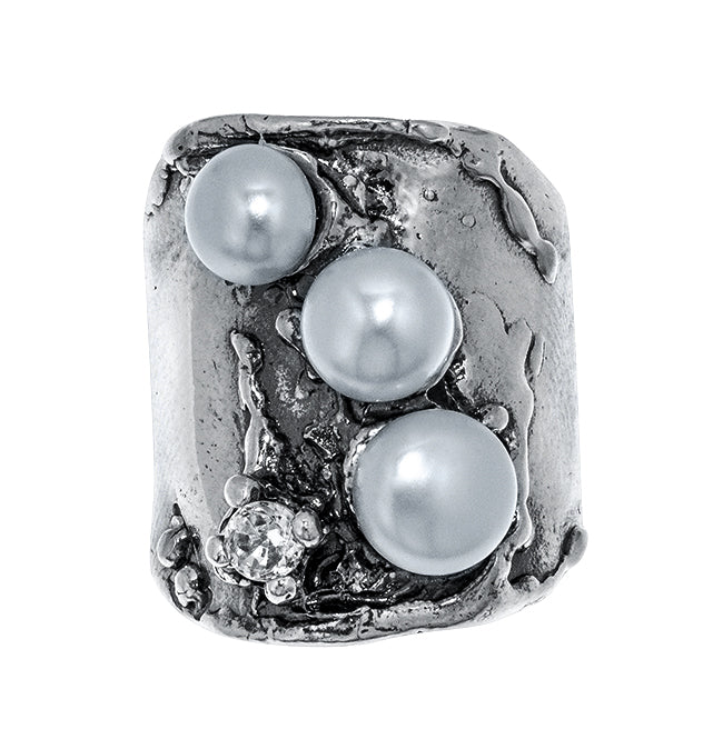 Chunky Ring - Genuine Pearl, Sterling Silver and Accent White Zirconia –  Staunton Jewelers